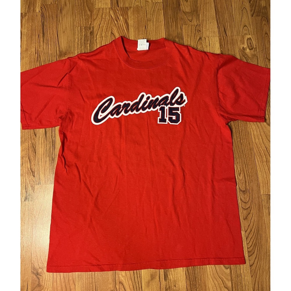 Men's St. Louis Cardinals Red Graphic Vtg Tee Sz Large Baseball Jim Edmonds #15